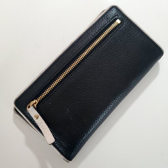 Kate Spade Black Pebbled Leather Wallet with White Trim - Picture 3 of 9